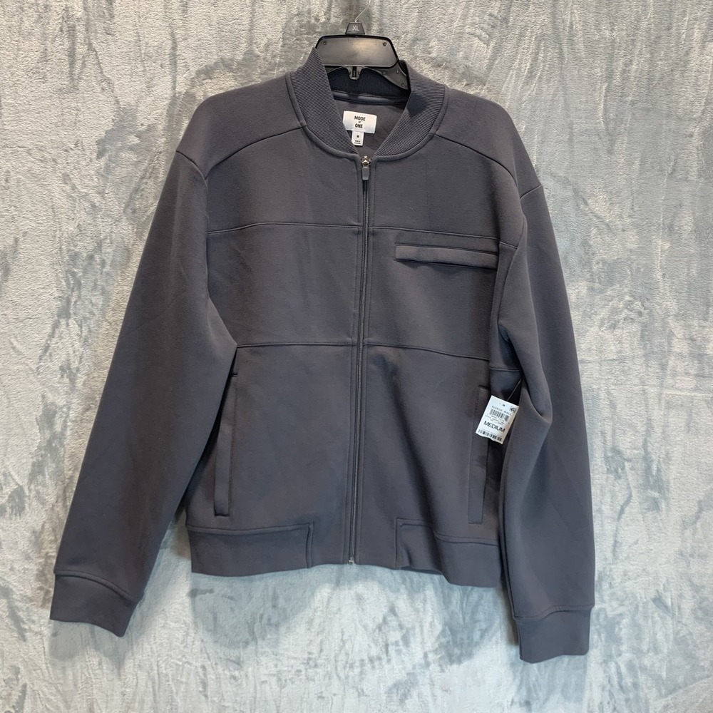 Mode of One Mens Regular Fit Full Zip Track Jacket Gray Size Medium